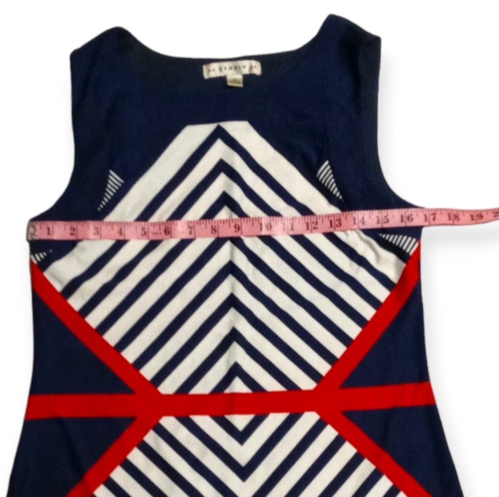AA Studio  AA Sleeveless Dress.Size 10 Red, Navy Blue and White. - Picture 10 of 12